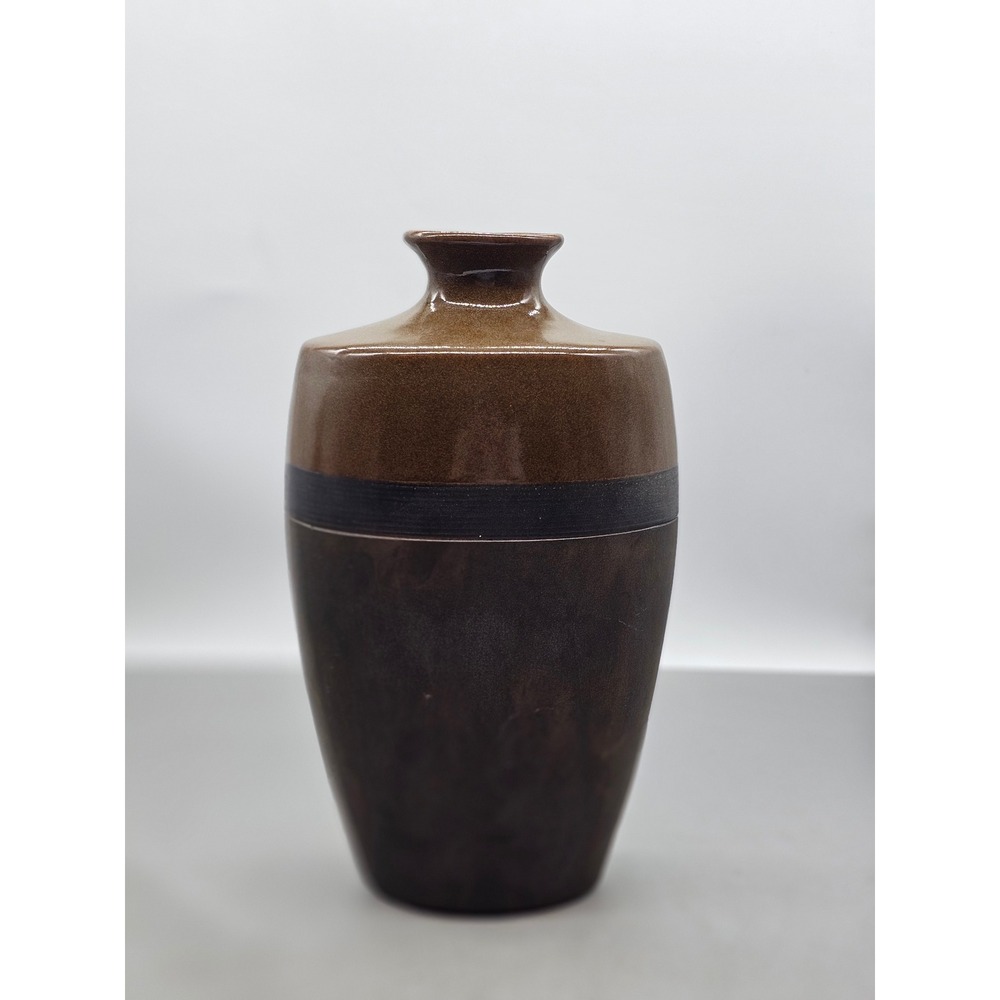 Pier 1 Imports Two Tone Brown Charcoal Ceramic Dry Floral Vase 350/3509 12.5in